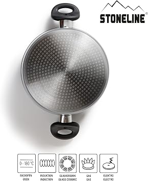 STONELINE Cooking Pot With Glass Lid, 24 cm, Gray
