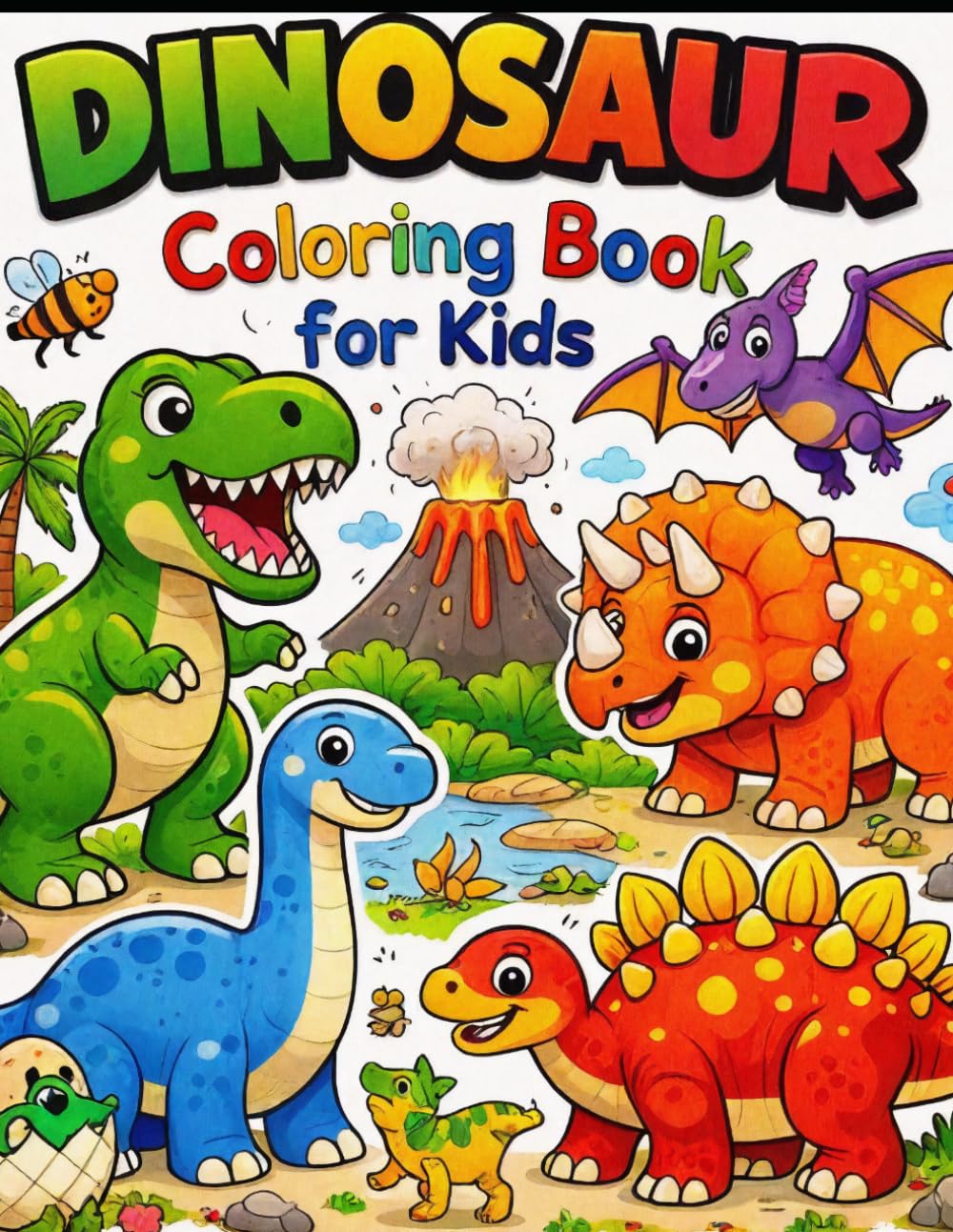 Bold & Easy Dinosaur Coloring Book for Kids Ages 3-7