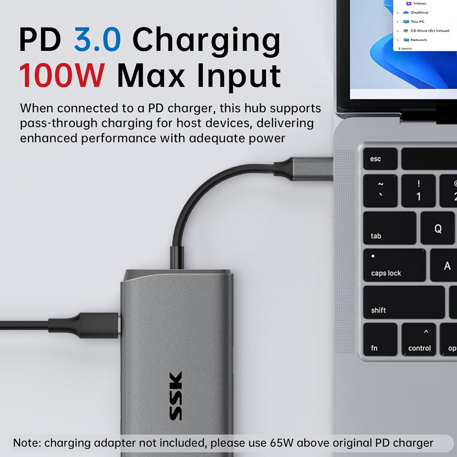 SSK USB C Hub for Laptop, 10Gbps USB-C Dock with Ethernet, HDMI 4K 60Hz, 10 in 1 MacBook Docking Station Multiport Adapter for Laptops/Devices with HDMI, USB3.2, SD/TF, 100W PD, 3.5 mm Headphone