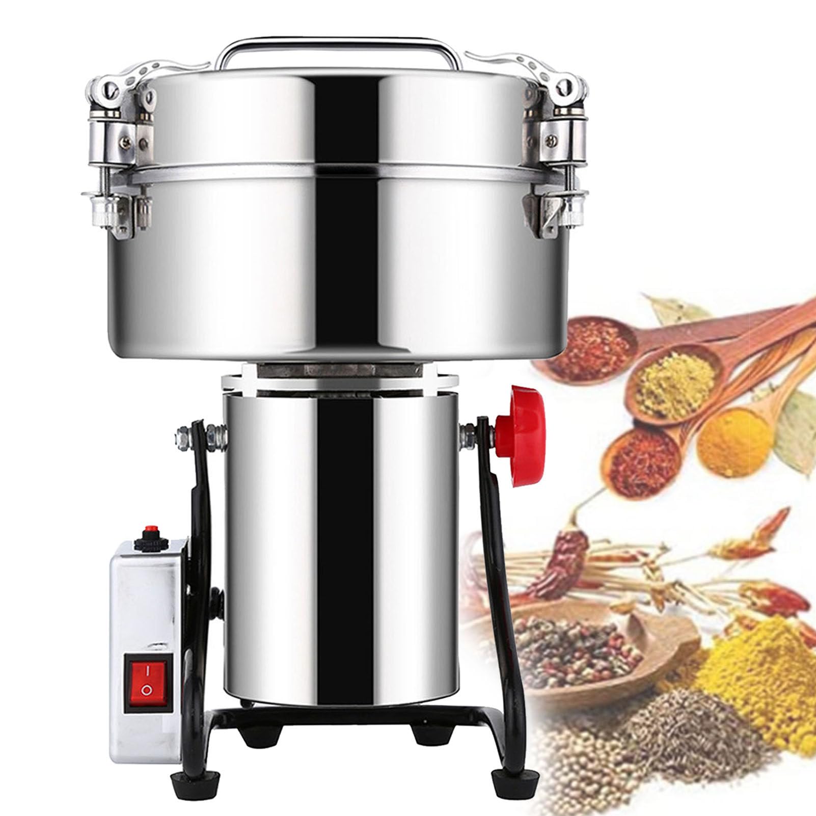 Eoweiot Electric Grain Grinder 4500g - Stainless Steel Spice Mill with Commercial Motor for Grinding Herbs, Spices, Nuts, and Cereals