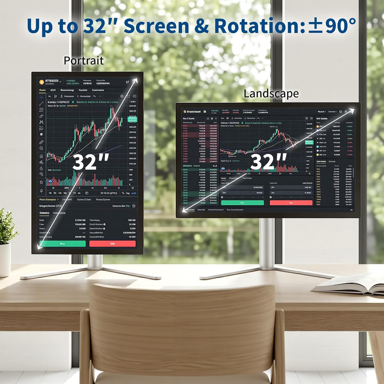Aluminum Monitor Stand with Spring-Adjustable Height, Vesa Mount with Full Tilt, Swivel & Rotation, Only for 7.7-11LB Monitor Weight Range