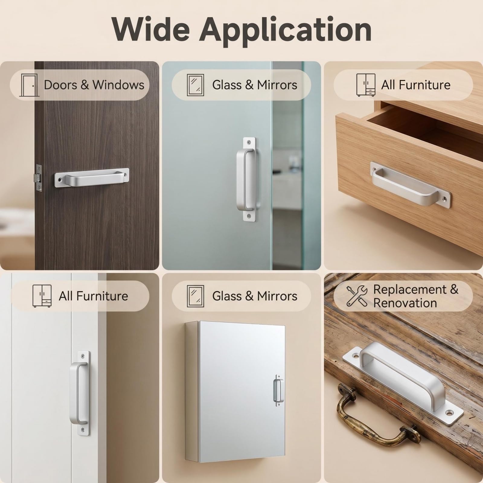 Maniglie per porte, in lega di alluminio, confezione da 20 maniglie dritte impermeabili e antiruggine, per mobili da cucina, armadi, mobili per la casa, include accessori per l'installazione