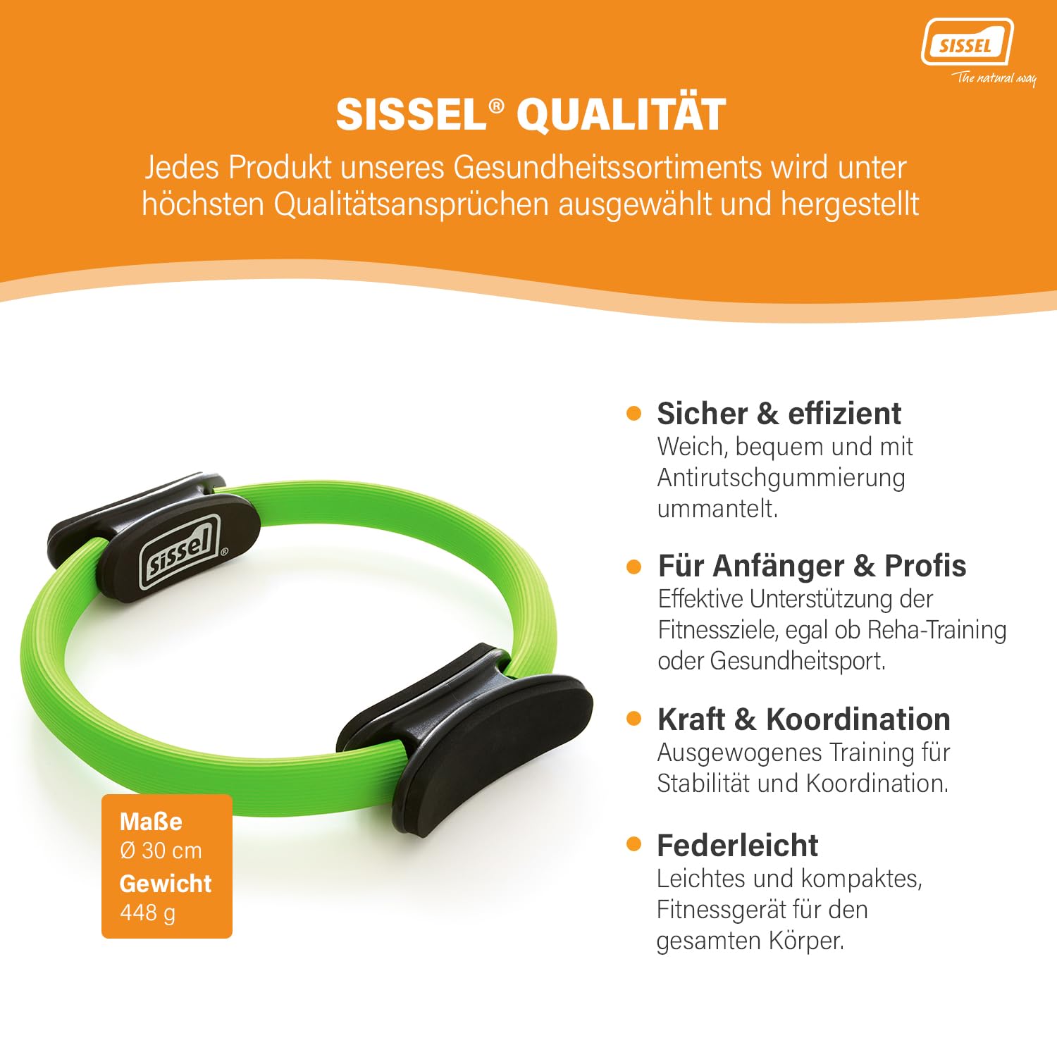 Sissel Pilates Circle | Geeignet für Ganzkörpertraining | Trainingsgerät | Pilates Ring für Core Training Zuhause | Stärkt Core und Stabilität | rutschfeste Griffe | Direkt startklar | Pilatesring