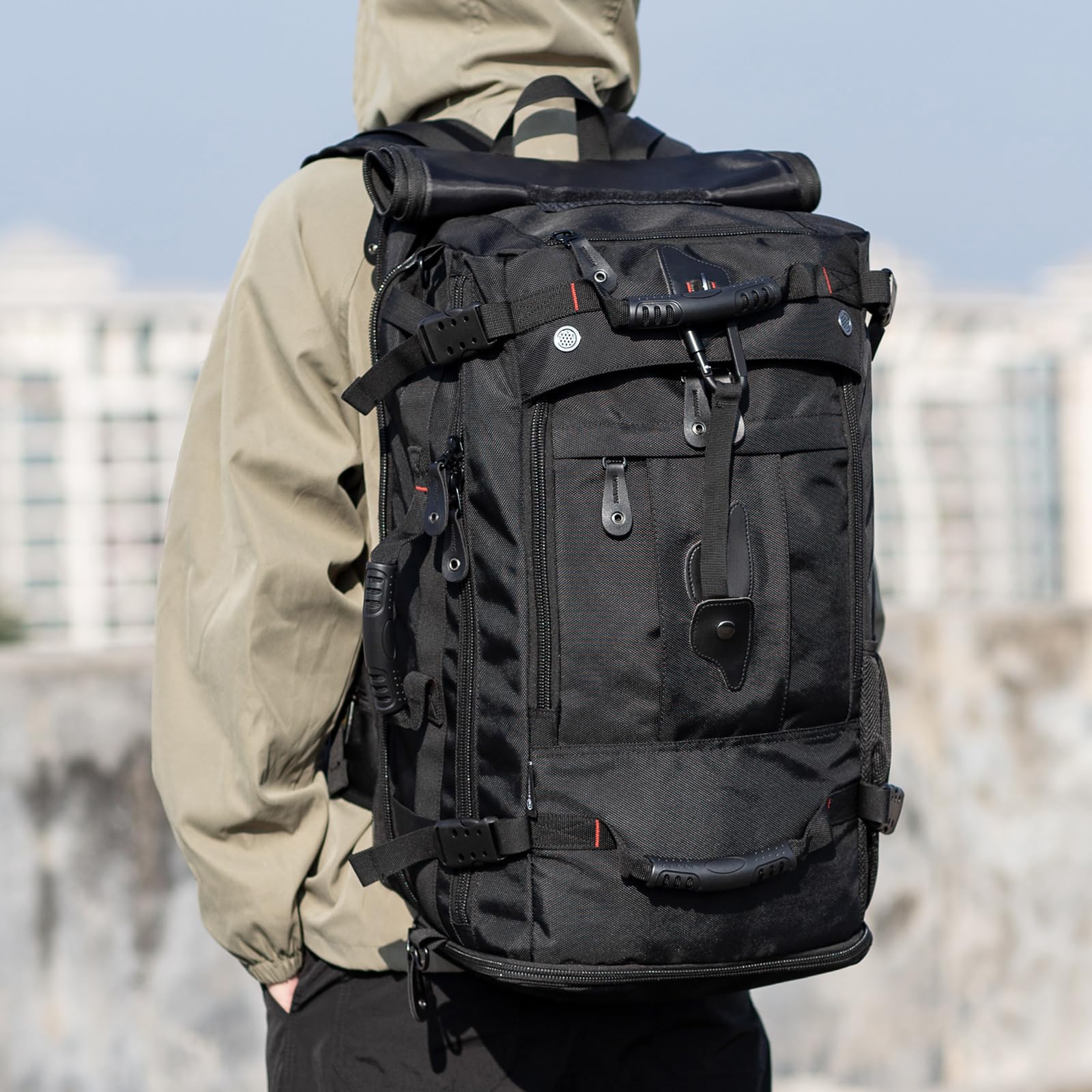 Travel Backpack Carry On Backpack Durable Convertible Duffle Bag Fit for 15.6 Inch Laptop for Men and Women hiking airplane shoes bag extendable three way uses multiple