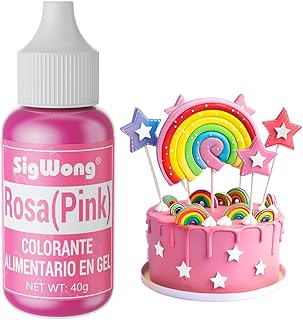 Colorante Alimentario Gel, 40g Colorante Alimentario Reposteria Altamente Concentrado para Fondant Colores, Colorante Alimenticio para Fondant Colores, Macarrones, Cupcakes, Slimo-Rosa(Pink)