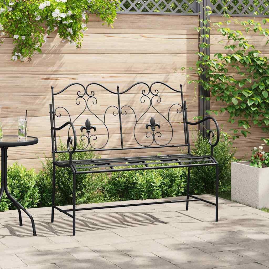 Fengshui Ławka ogrodowa stalowa czarna 104 x 54 x 93 cm