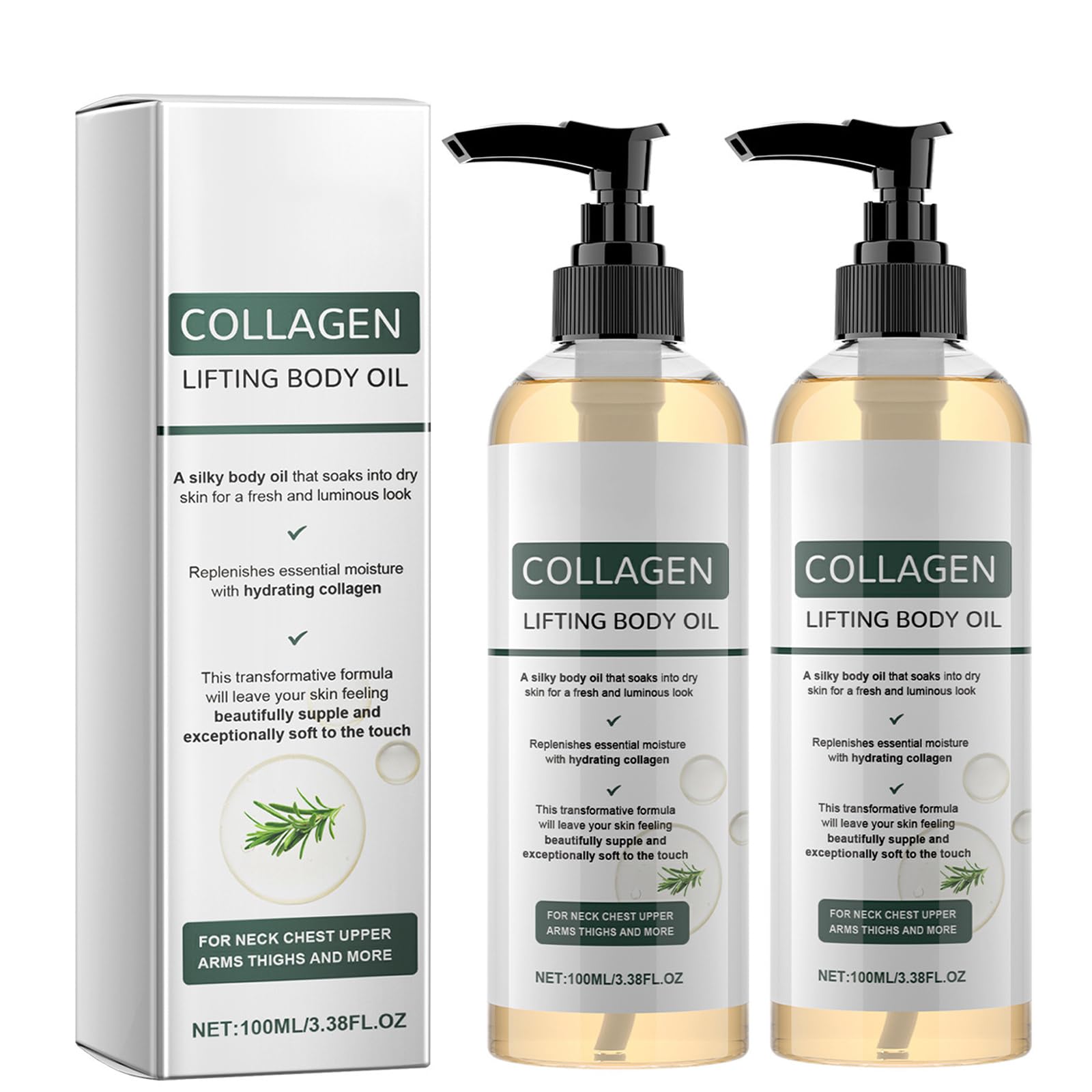 2PCS Collagen Body Oil Set - Firming, Moisturizing, and Nourishing Massage Oil for Skin Care, 2#, 50 ml (Pack of 2)