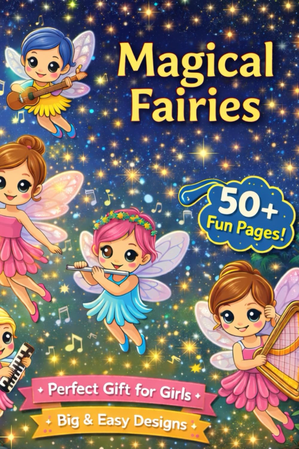 Magical fairies in a whimsical forest: A Magical Coloring Adventure with Cute Fairies, Enchanted Houses, and Whimsical Fantasy Scenes for Kids Ages 4–8 (Coloring Pages)