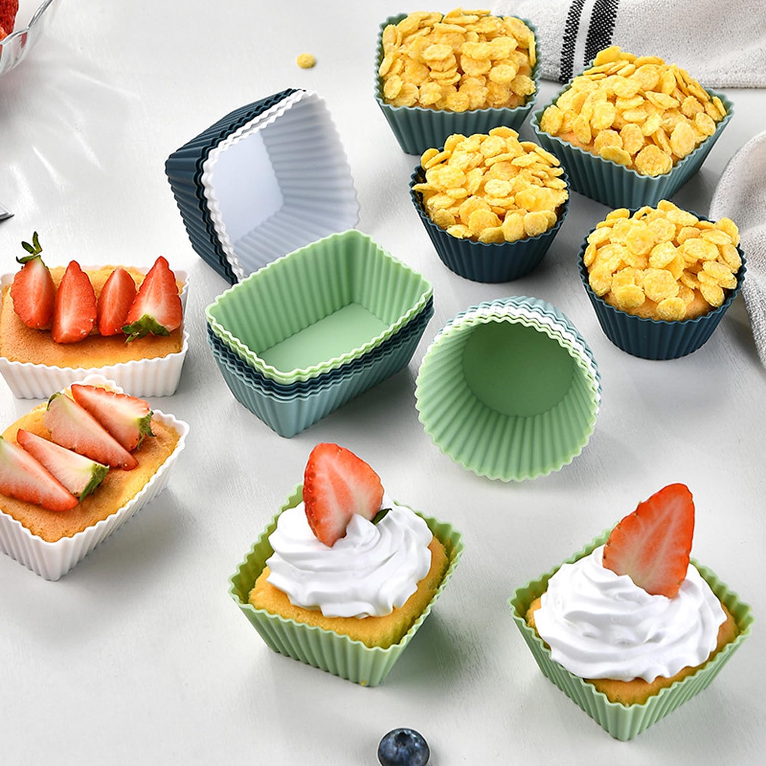 24 Silikon-Muffinförmchen – 6 Farben, Hitzebeständig (-40°C Bis 230°C), Antihaft, Spülmaschinengeeignet