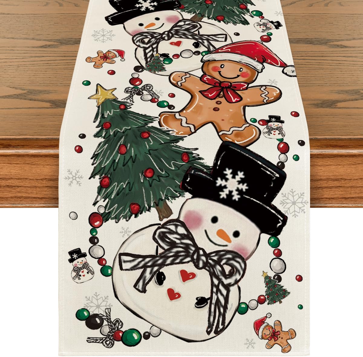Artoid Mode Snowman Gingerbread Xmas Pine Merry Christmas Table Runner, Seasonal Winter Kitchen Dining Table Decoration for Home Party Decor 13×72 Inch Artoid Mode Snowman Gingerbread Xmas Pine Merry Christmas Table Runner, Seasonal Winter Kitchen Dining Table Decoration for Home Party Decor 13×72 Inch