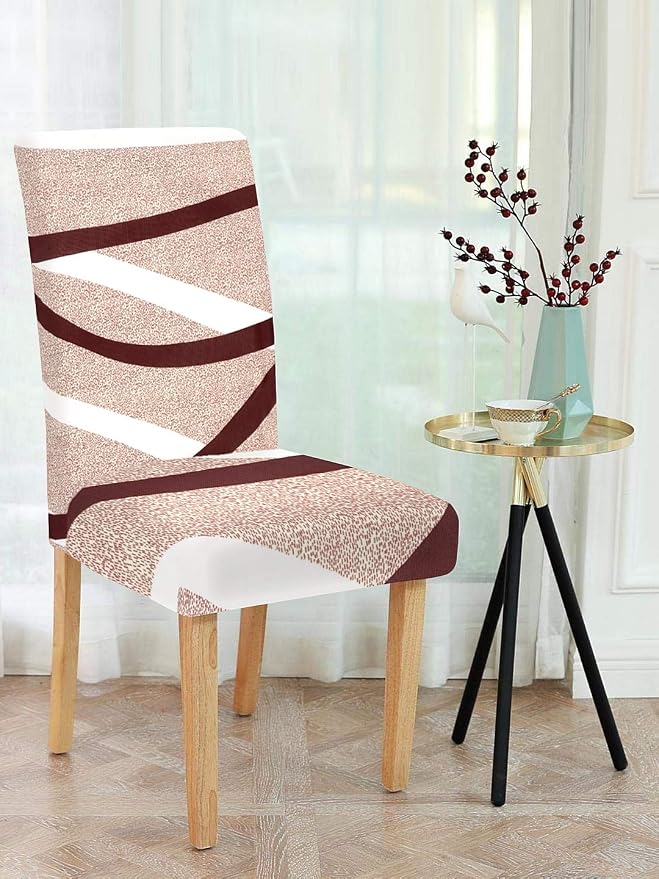 Cortina Dining Chair Slipcovers | Protection Chair Covers | Abstract Print, Waves Design, Removable, Washable | Universal Fit Super Soft Stretchy Polyester Spandex | Kitchen, Hall | Pack of 6