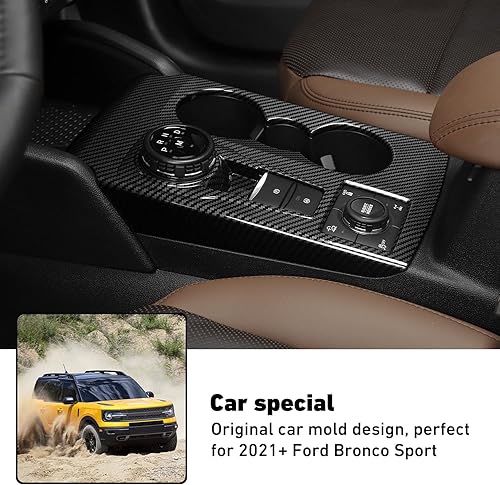 Miniatura 4 de Linskip Cubierta del panel de cambio de marchas compatible con Ford Bronco Sport 2025, 2024, 2023, 2022 2021, cubierta decorativa para portavasos