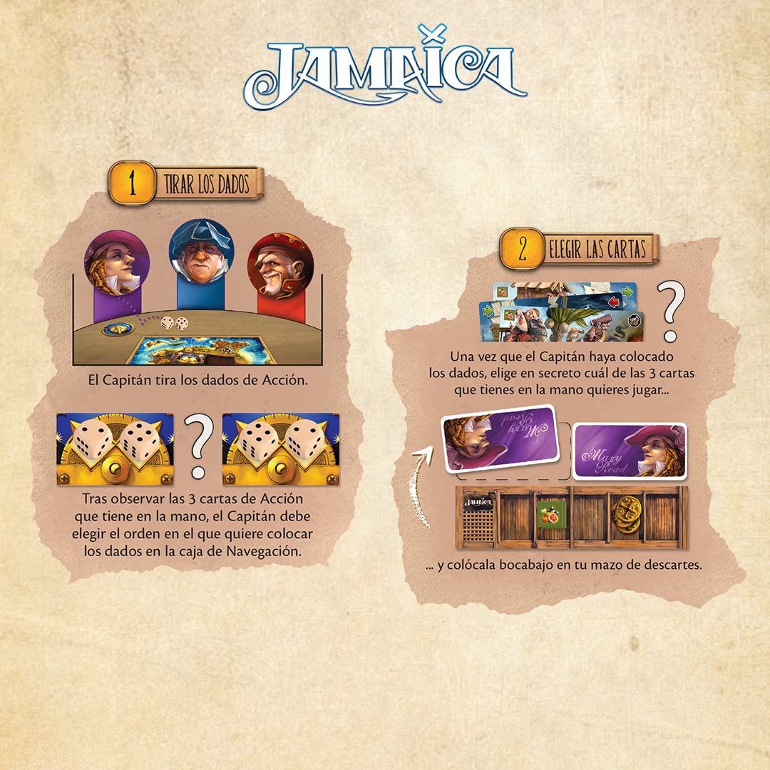 Asmodee | Jamaica | Juego de Mesa de Estrategia para Adultos y Familias | A Partir de 8 Años | De 2 a 6 Jugadores | 30-60 Minutos por Partida | Español