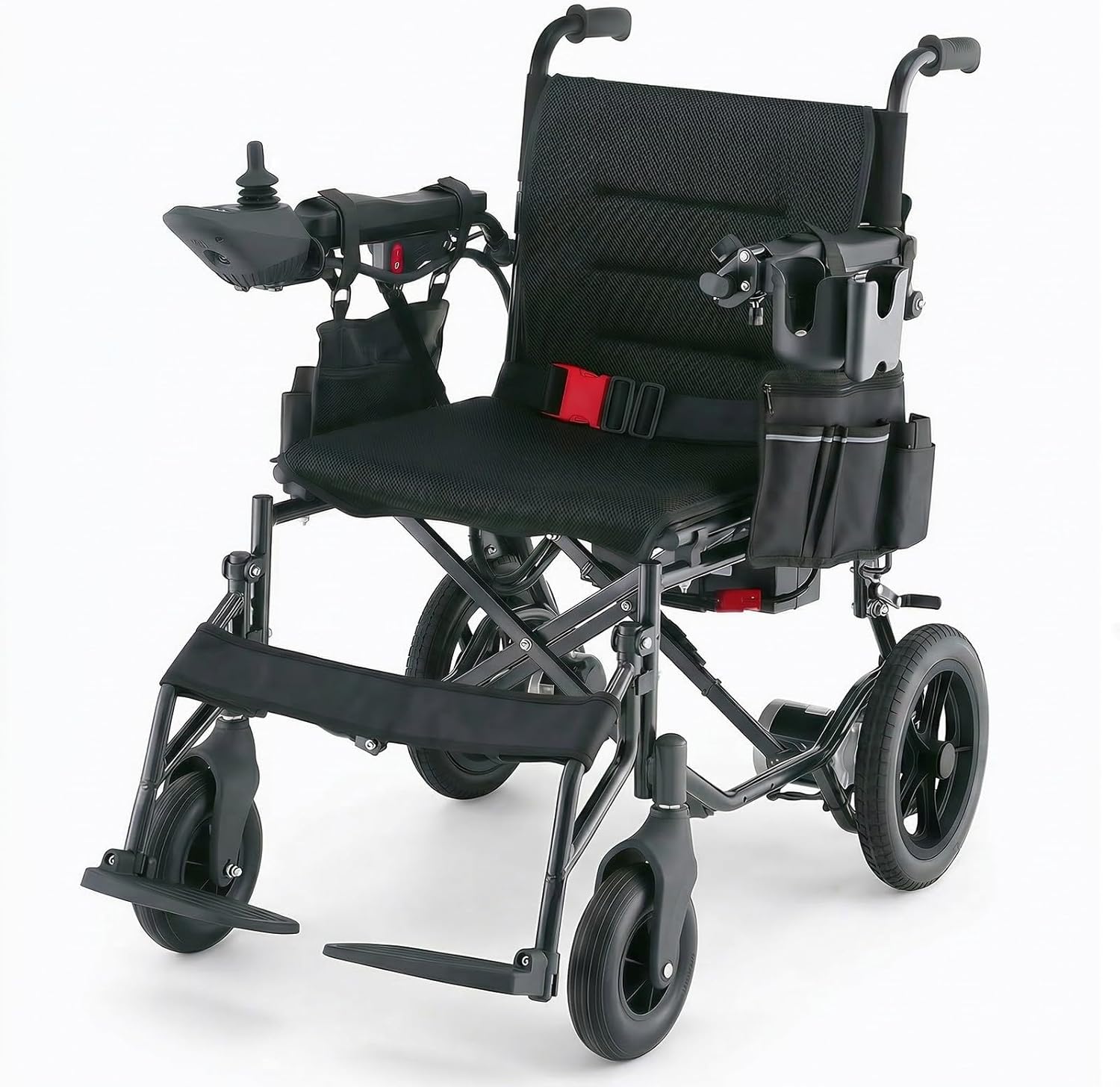 15 Miles Foldable Electric Wheelchair with 500W Brushless Motors, Motorized Wheelchair with 12AH Lithium Battery, 12" Rear Solid Tires, for Adults Seniors