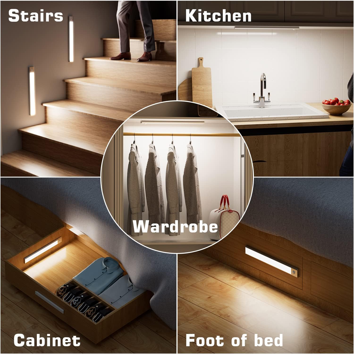 Battery Light Bulbs 12 Inch 2 Pack Motion Sensor Under Cabinet Light ...