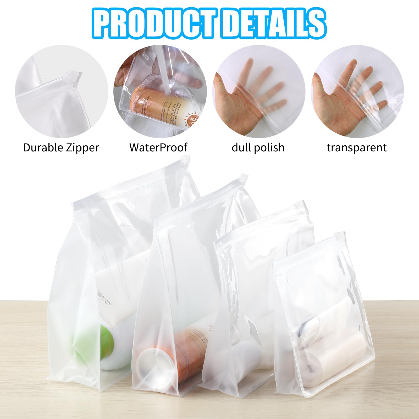 bolsas de cosméticos, Transparente, 9.8" x 7.1"x 2.6", Transparente