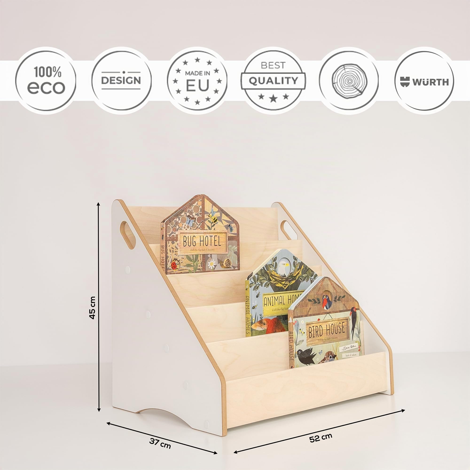 MAMOI® Libreria per bambini – scaffale per bambini, organizer libri per cameretta, scaffale porta libri, autoportante, scaffale per riporre libri, cassetta porta libri