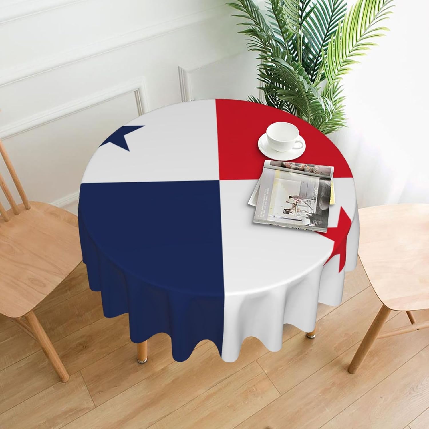 Flag of Panama Print Wrinkle Free Dining Table Cover for Birthday Party Farmhouse Tablecloths Up to 60 x 60 Inches