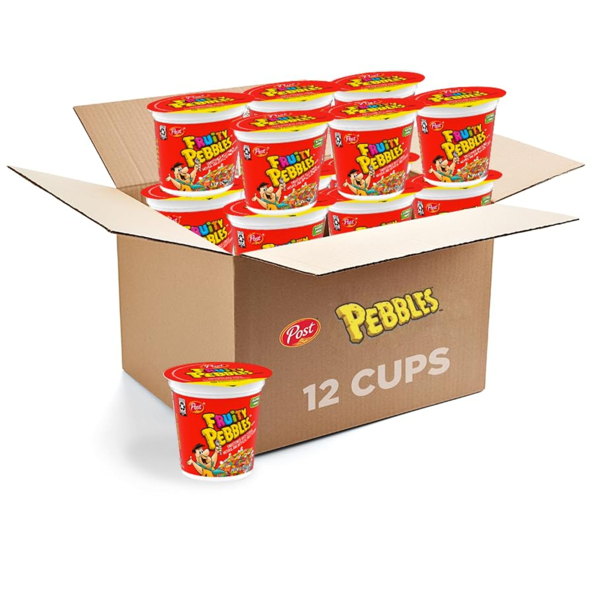 Fruity Pebbles Gluten Free Cereal, Sweetened Rice Crunch, On-th-Go Single Serve Breakfast, 2 oz Cup (Pack of 12)