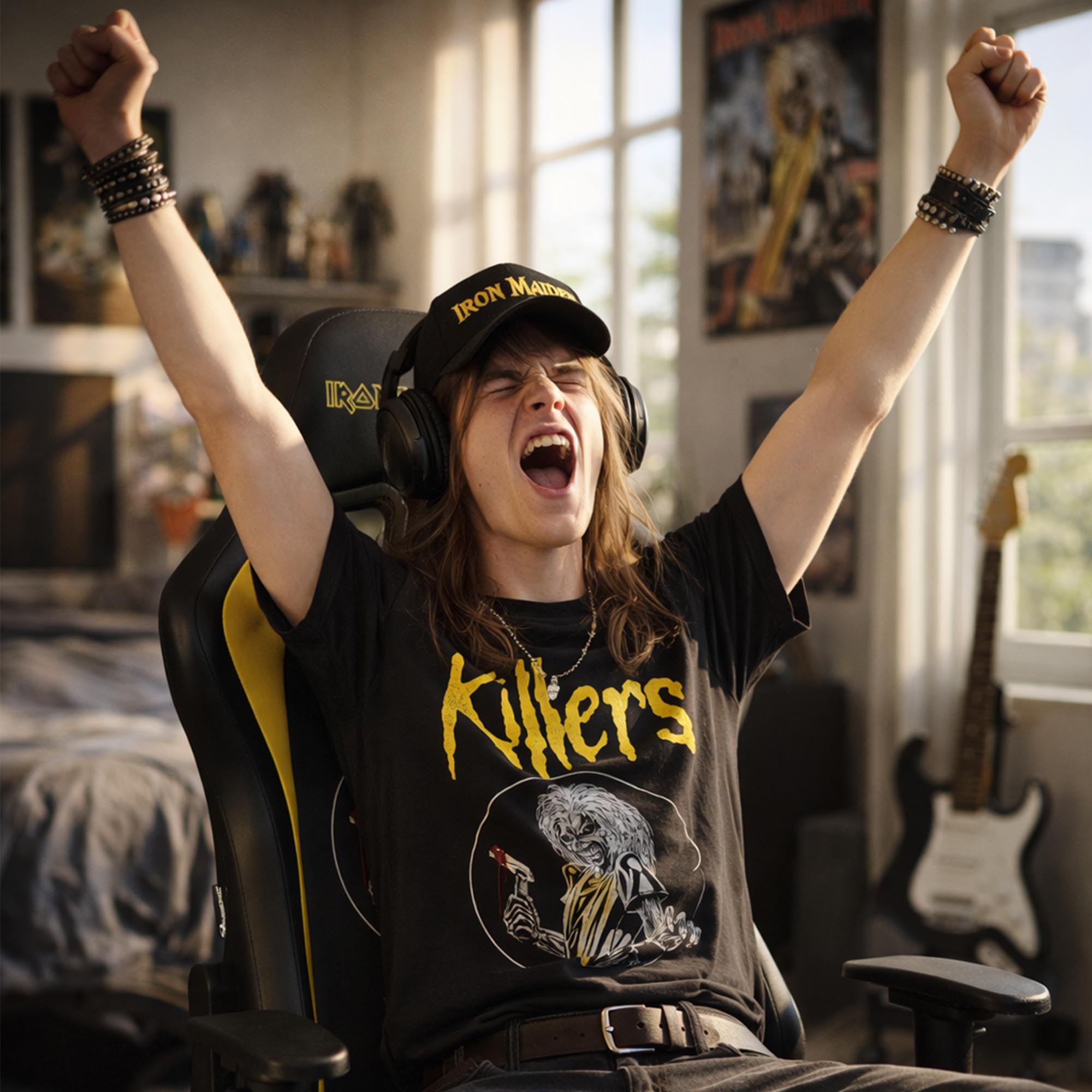 Subsonic - Chaise Gaming Iron Maiden - Fauteuil de Bureau Ergonomique avec Mousse Haute Densité, Dossier Inclinable et Accoudoirs 3D Réglables - Hauteur Ajustable