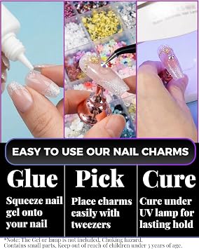 24 Grid Nail Art Charms Kit with 3D Nail Charms and Gems, Flatback AB Rhinestones, Pearls, Hawaii Flowers Y2K Nail Jewels & Stickers for DIY Nail Designs, Salon Use, Creative