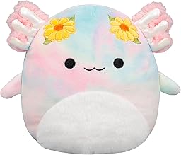 Squishmallows SQCR09459 - Tinley der Axolotl mit Blumen 19 cm, offizielles Jazwares Plüsch, superweiches Kuscheltier