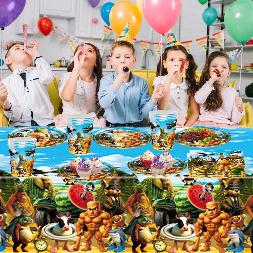 Vajilla de cumpleaños,Decoracion cumpleaños Plato y Vasos Servilletas Manteles etc,Adecuado para 20 personas (S1)