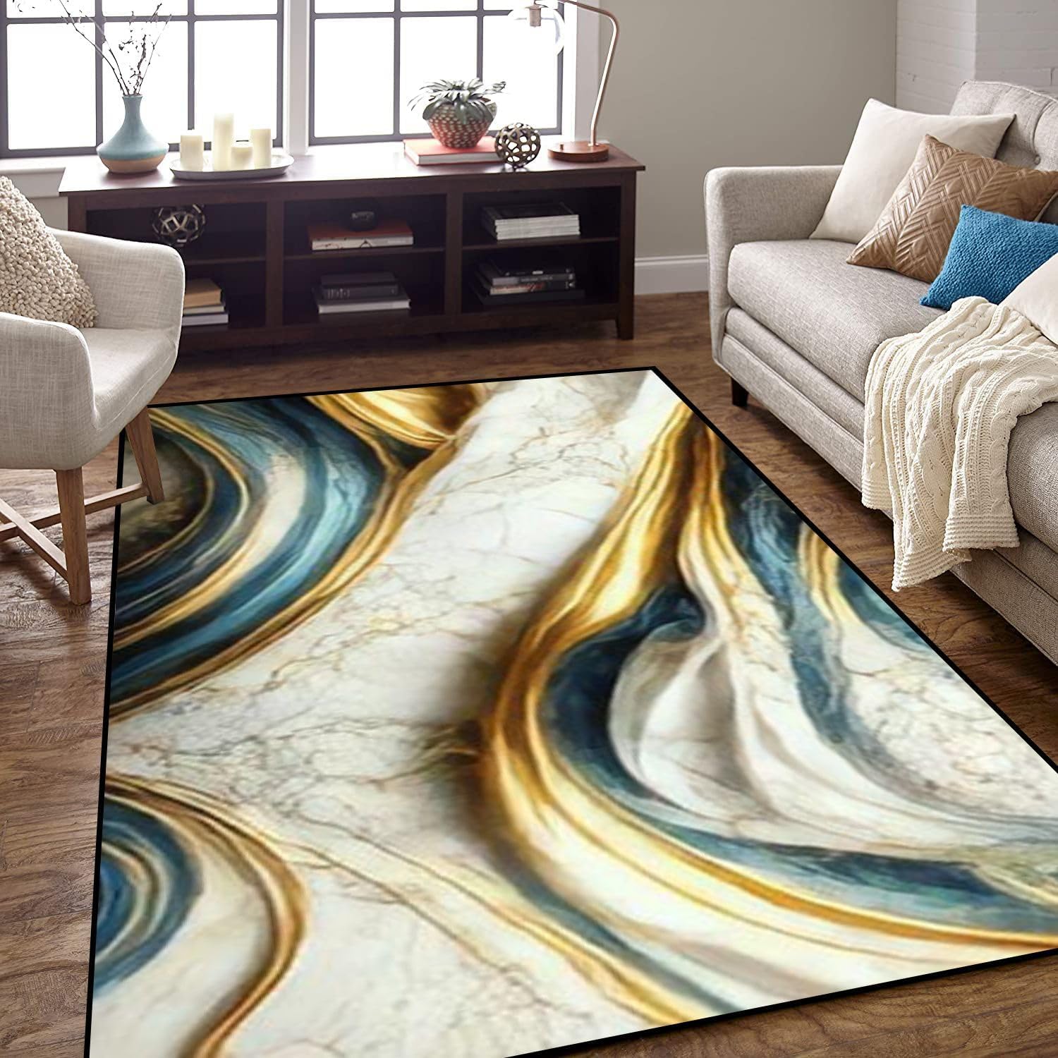 Tapis de salon marbre pour sublimer l'ambiance du canapé et chambre
