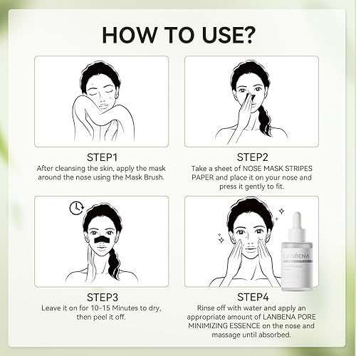Miniatura 6 de LANBENA Removedor de puntos negros, máscara de carbón de bambú, máscara de limpieza profunda y 60 tiras de nariz, removedor de cabezas negras de la