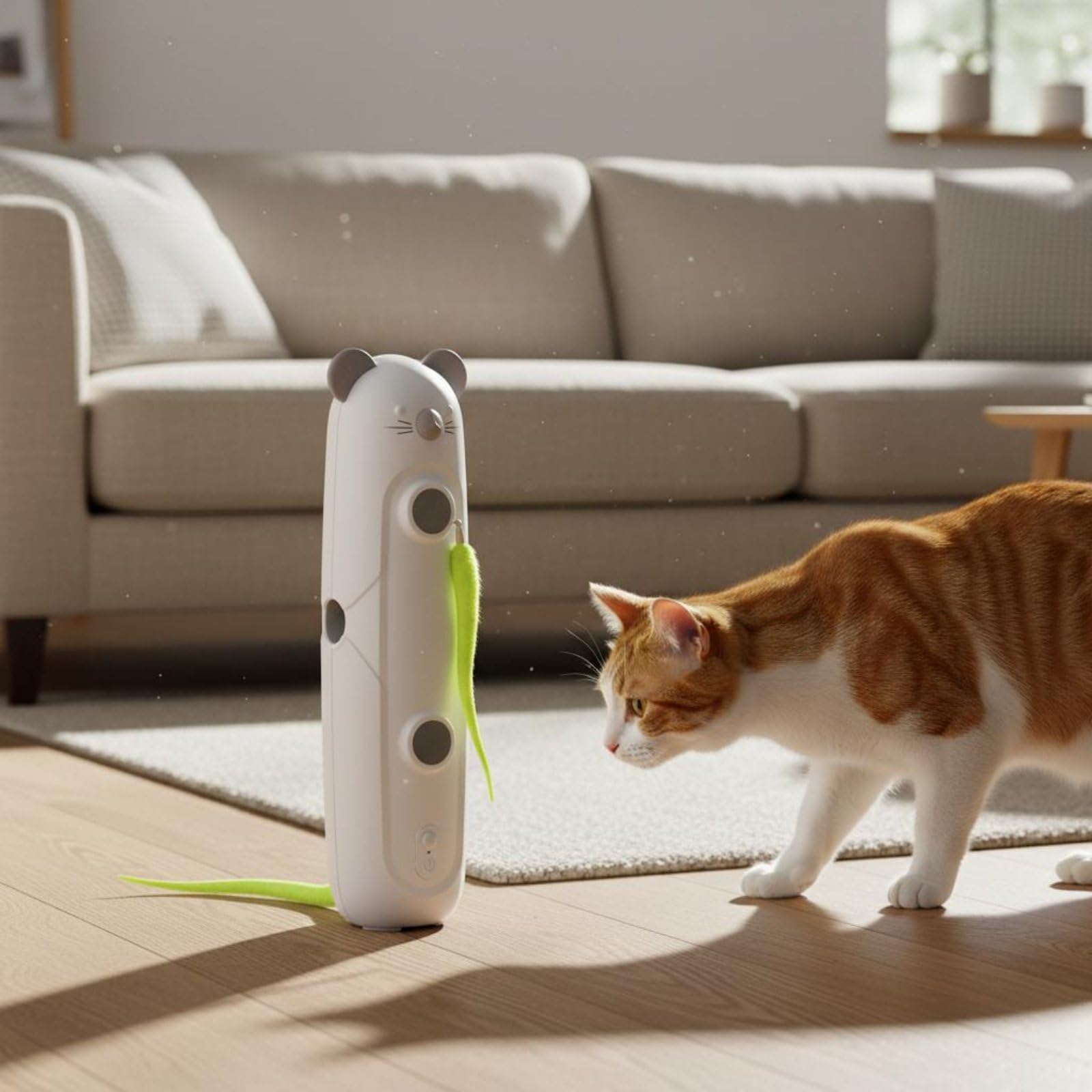 Giocattolo per Gatti con Movimento Simulato di Prede E Rilevamento Della Prossimità Dispositivo Elettronico Interattivo per Gatti con Ventose
