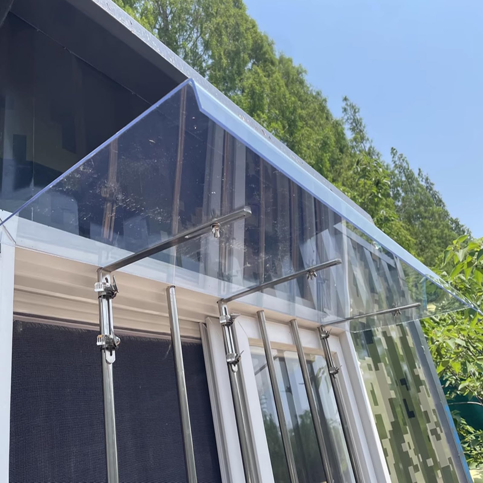 Auvent transparent d'extérieur pour porche et patio contre la pluie et neige