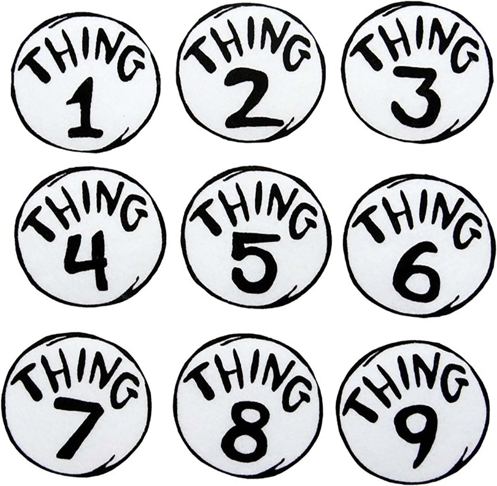 Thing 1-9 Patches Set, White, Standard