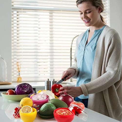 Miniatura 7 de Recipientes de almacenamiento de aguacate y limón, reutilizable individual para refrigerador y soporte para ahorro de aguacate, organizador para