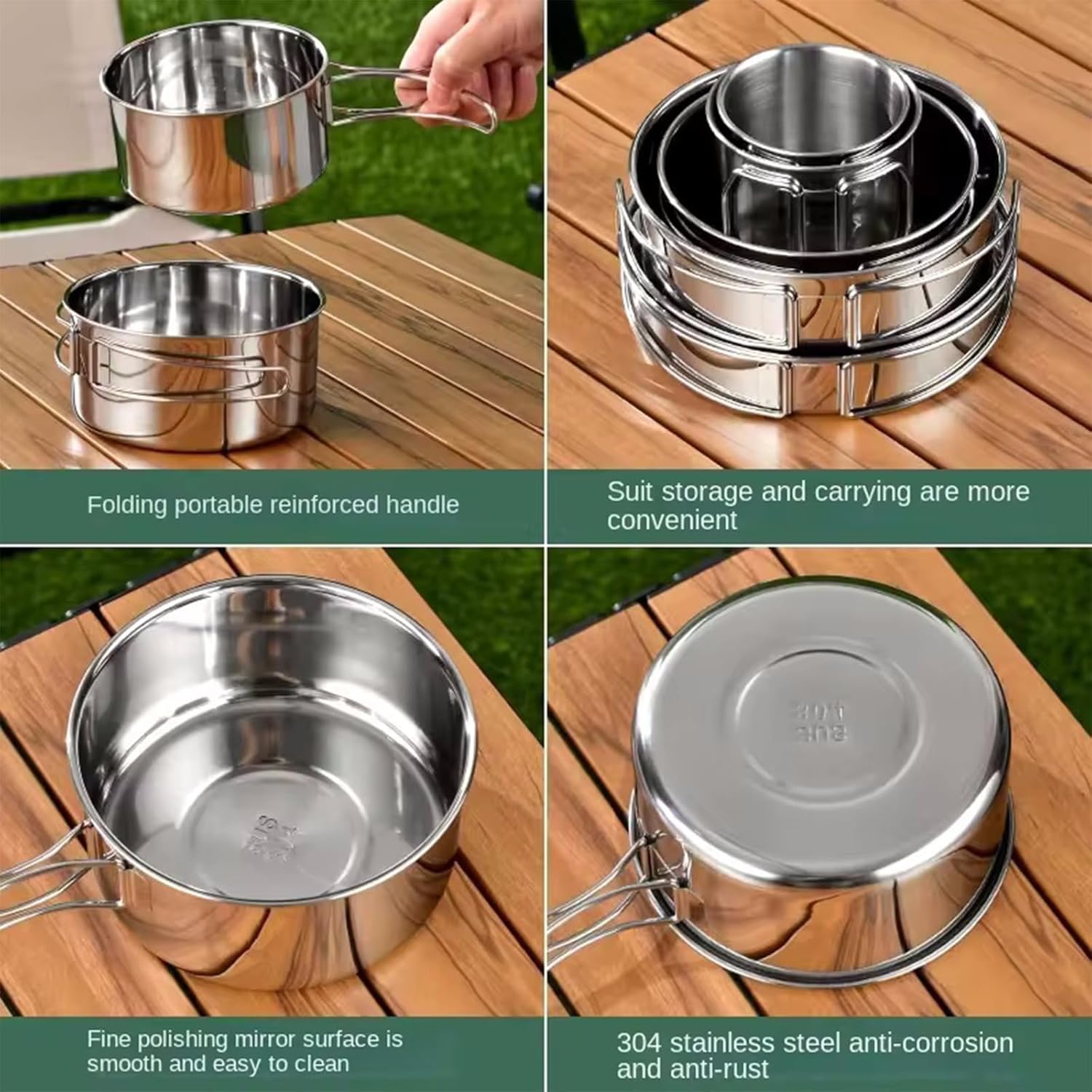 Camping Cookware Mess Kit,8pcs Cooking Gear for Outdoor,Cooking Equipment with Aluminum Pot and Pan Set,Stainless Steel Cup,Foldable Camping Pots for Trekking Hiking Picnic 5 717h794jJDL. AC SL1500