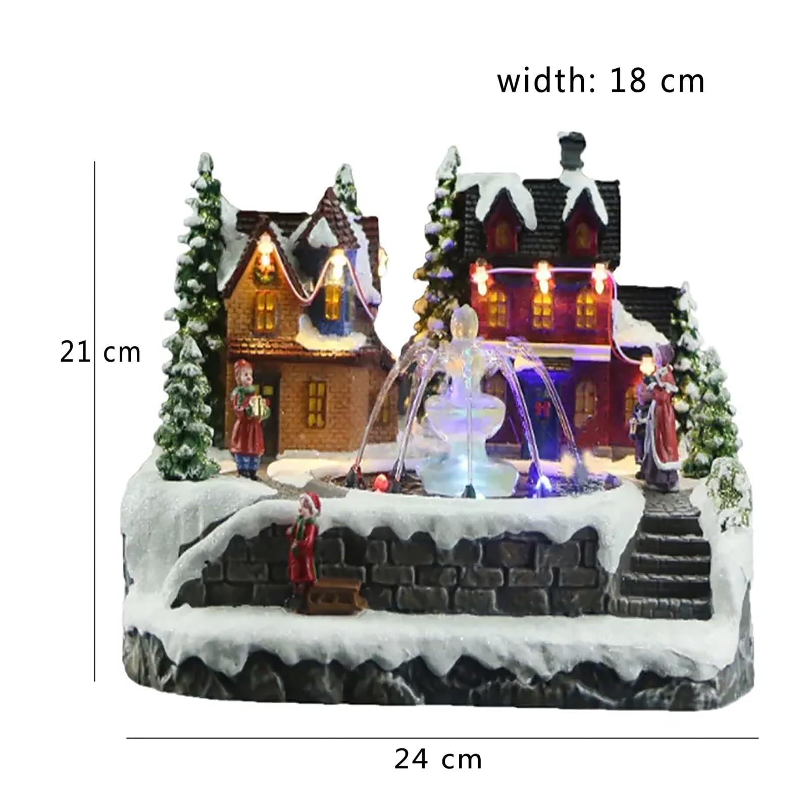Casa De Nieve Brillante Navideña, Decoración Luminosa De Casa Pequeña con Fuente Y Música, Funciona con Batería/Cable USB, Material De Resina Duradero, para Decoración De Mesa, Regalos