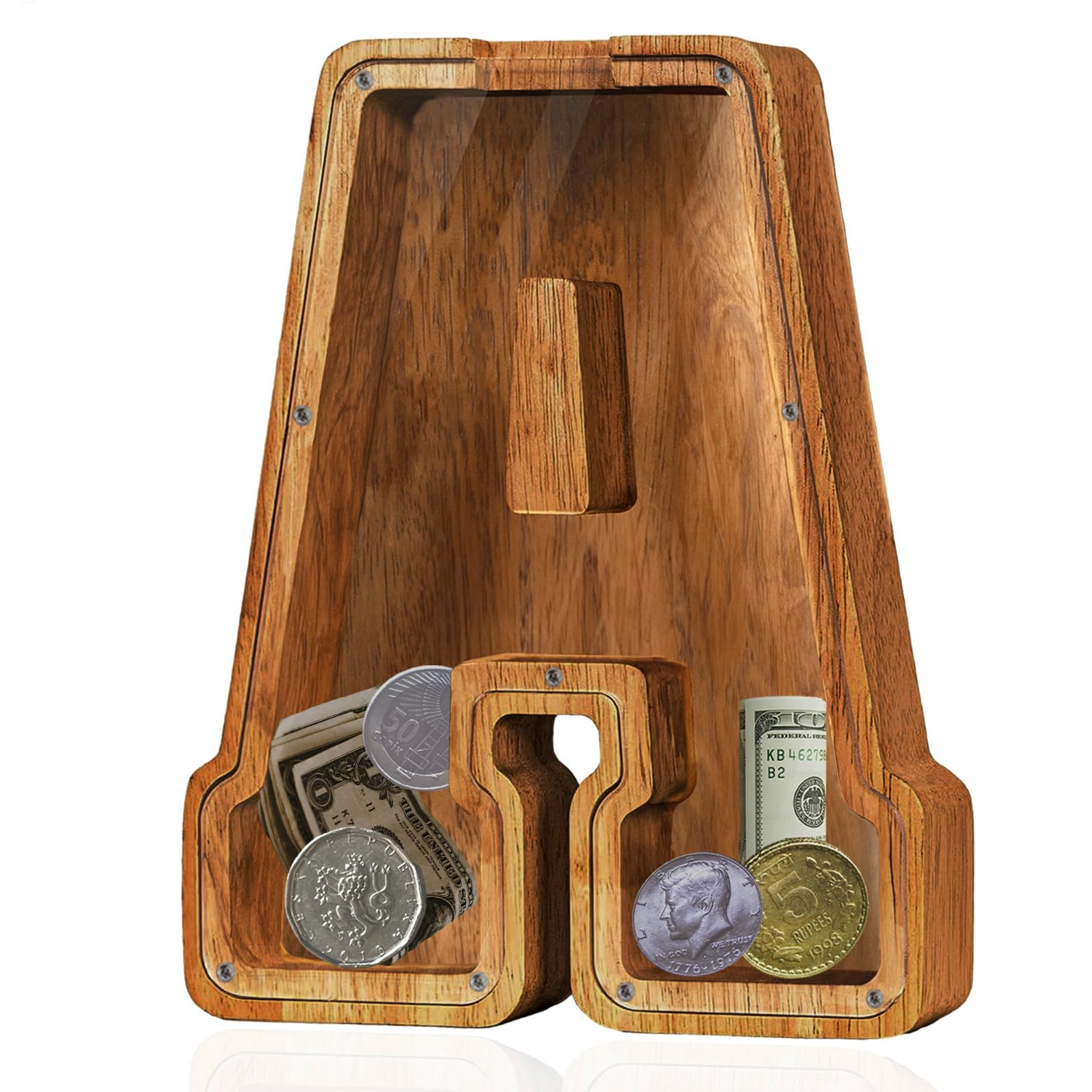 Fao Thuofyr Extra Large Wooden Piggy Bank - Piggy Bank Girls for Boys,Alphabet A Coin Bank(12"- Initial-A)