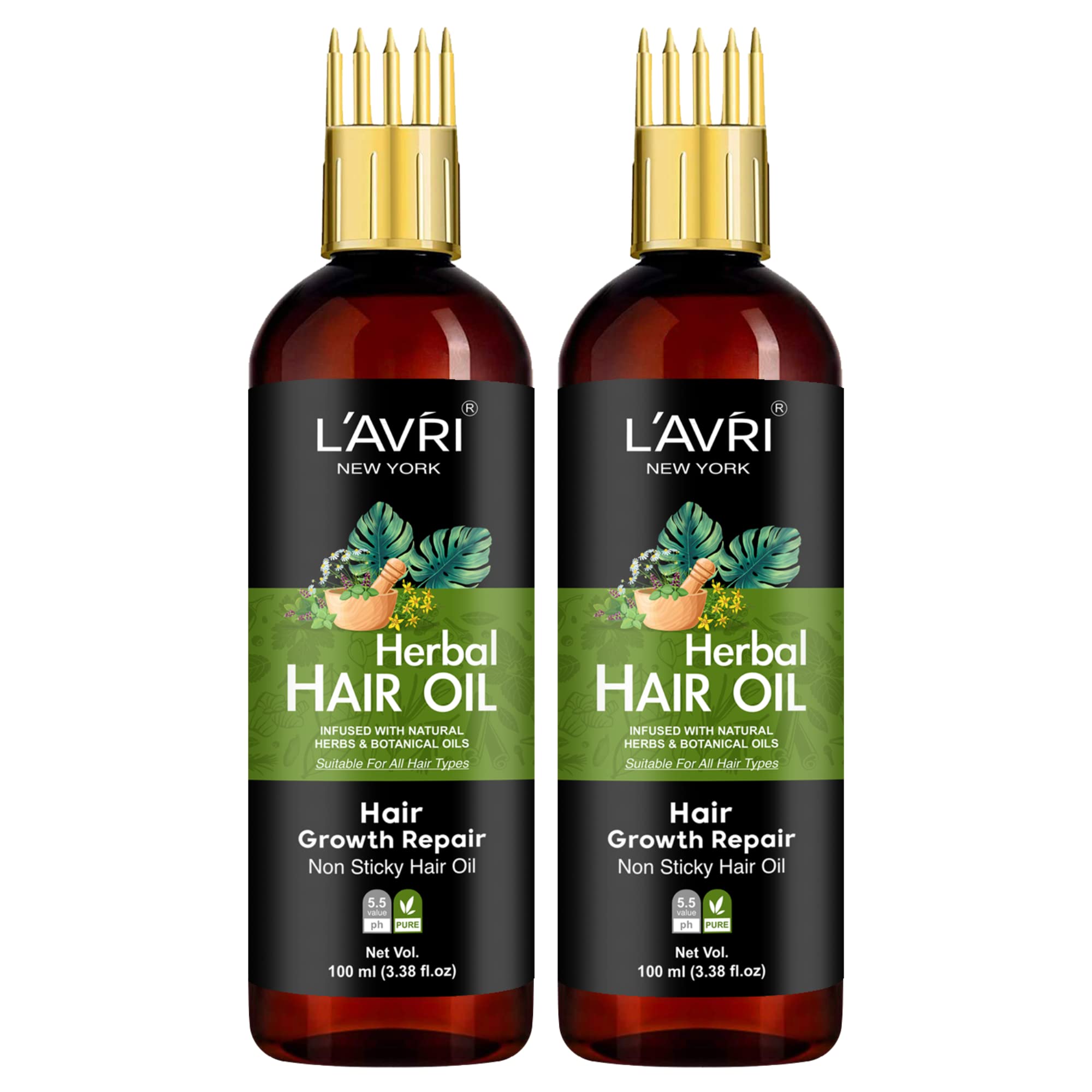 LAVRI Herbal Hair Oil for Men and Women | Reduces Hair fall & Dandruff | Promotes Hair Growth Oil (100 ML) (Pack Of 2)