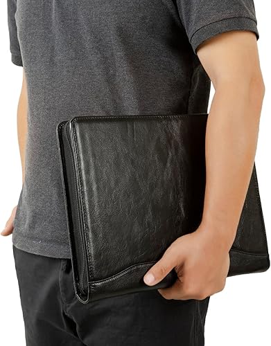 Miniatura 3 de Carpeta de piel auténtica, carpeta de cuero curtido al aceite, 3 anillos, organizador de cartera personalizado para hombres, carpeta de padafolio