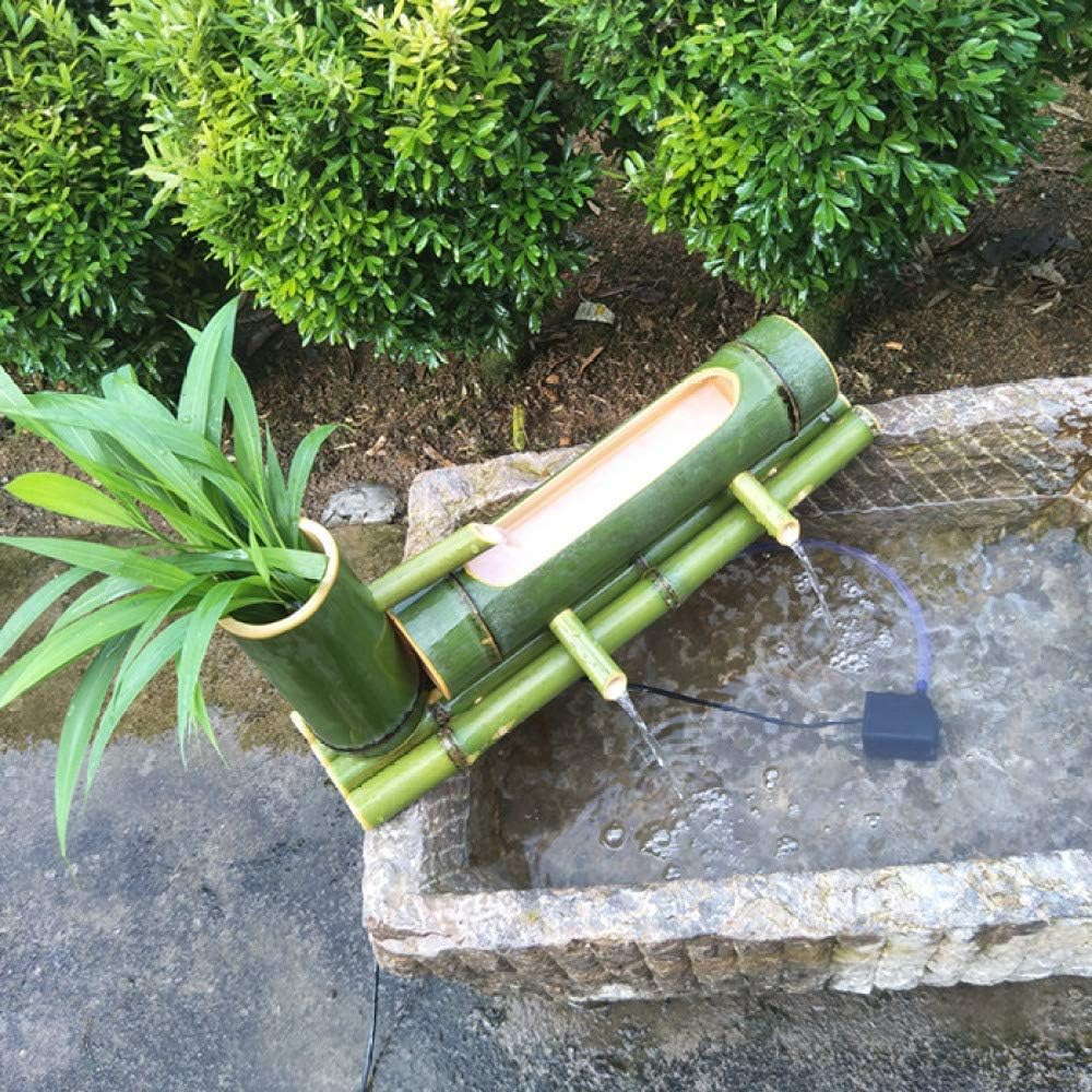 Bamboo Fountain Water Feature Garden Handmade Fountain Pump Sculptures Statues Arts Crafts Garden Decoration Waterfall Outdoor Japanese Garden Feature,35cm+4w,Indoor Fountains and Water Features