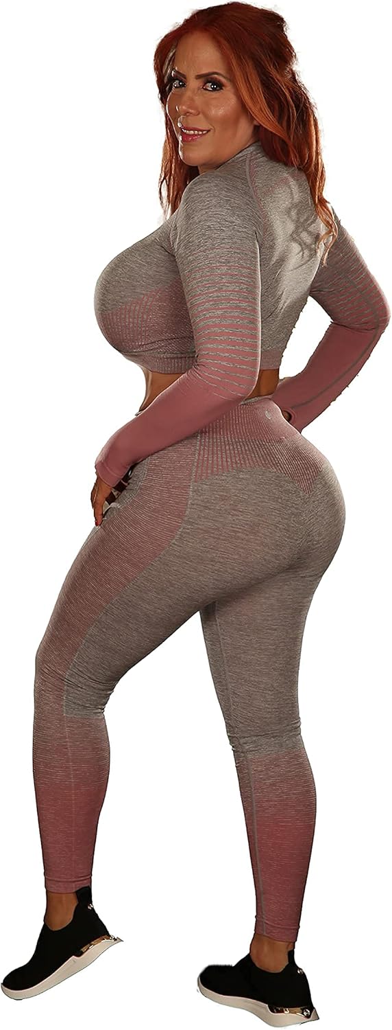 Custom Sports wear Gradient Knit Comfortable Women Sexy Running wear Leggings Yoga Set