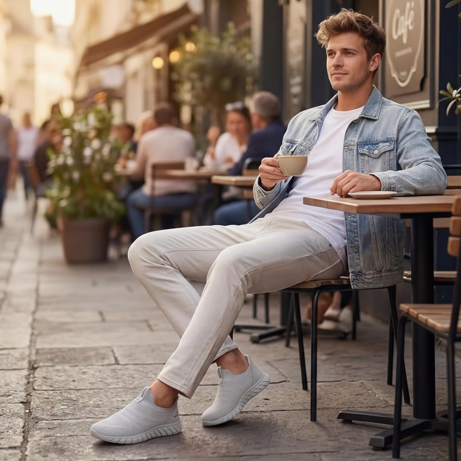 ODCKOI Chaussures à Enfiler Mains Libres pour Hommes Chaussures Slip on Respirantes Chaussures Slip in Confortables et légères sans Lacets Chaussures de sporChaussures de Marche pour Hommes