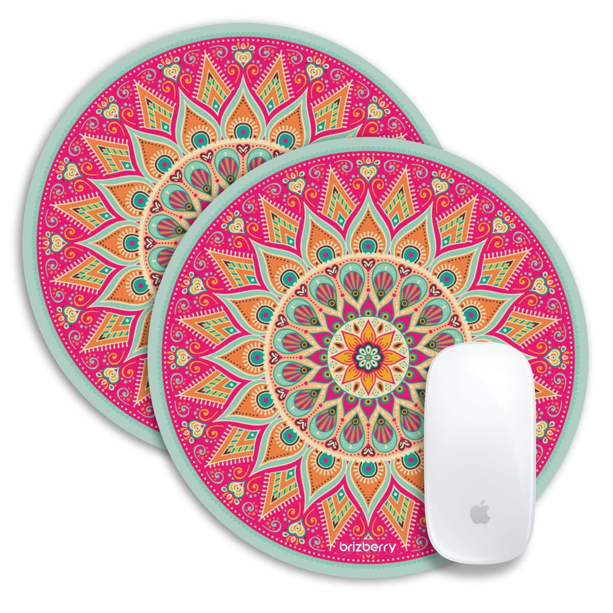 Brizberry® Mouse Pad, Round Large Premium for Desktop Laptop PC Office Gaming Professional 240 X 240 X 3 mm [20% Larger] (8R - Pack of 2)