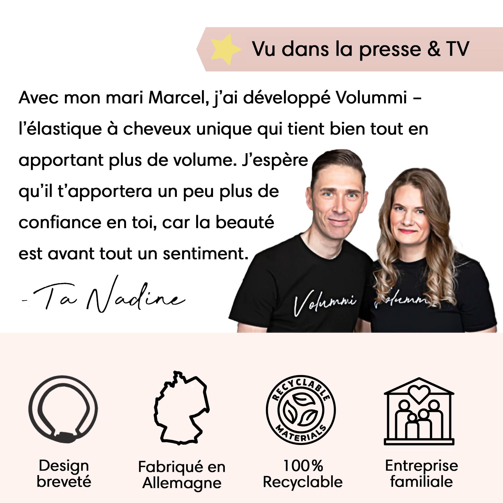 Chouchou à cheveux - Élastique tressé innovant pour visiblement plus de volume dans la queue de cheval - Maintien solide et doux pour les cheveux - Fabriqué en Allemagne - Bronze Glow M pour