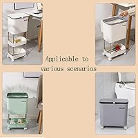 Vista 3 de Papelera extraíble de compost para cocina, compostador, papelera extraíble para cocina del hogar, papelera multifuncional en capas, papelera Blanco