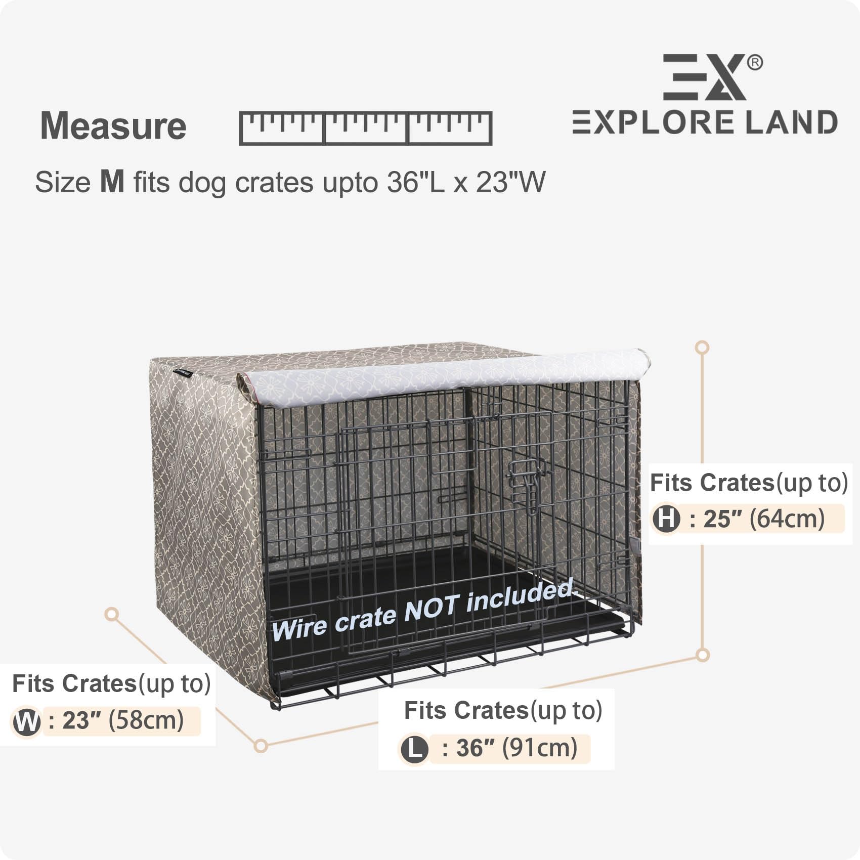 Explore Land - Copertura per gabbia per cani da 91 cm, in poliestere resistente, 1, 2, 3 porte, standard in metallo, recinto per cuccia per animali domestici (viola vintage)