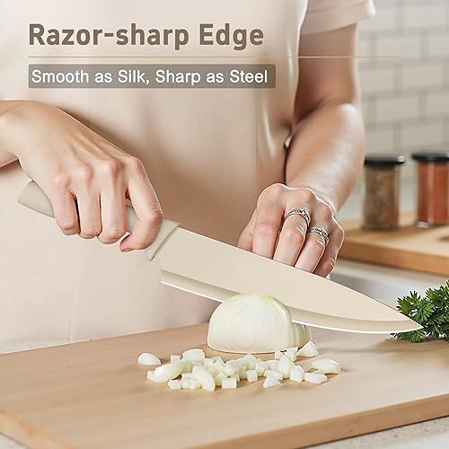 Miniatura 3 de Plys Juego de cuchillos de cocina de 14 piezas con cubiertas, revestimiento de cerámica colorida, juego de cuchillos de chef de acero inoxidable