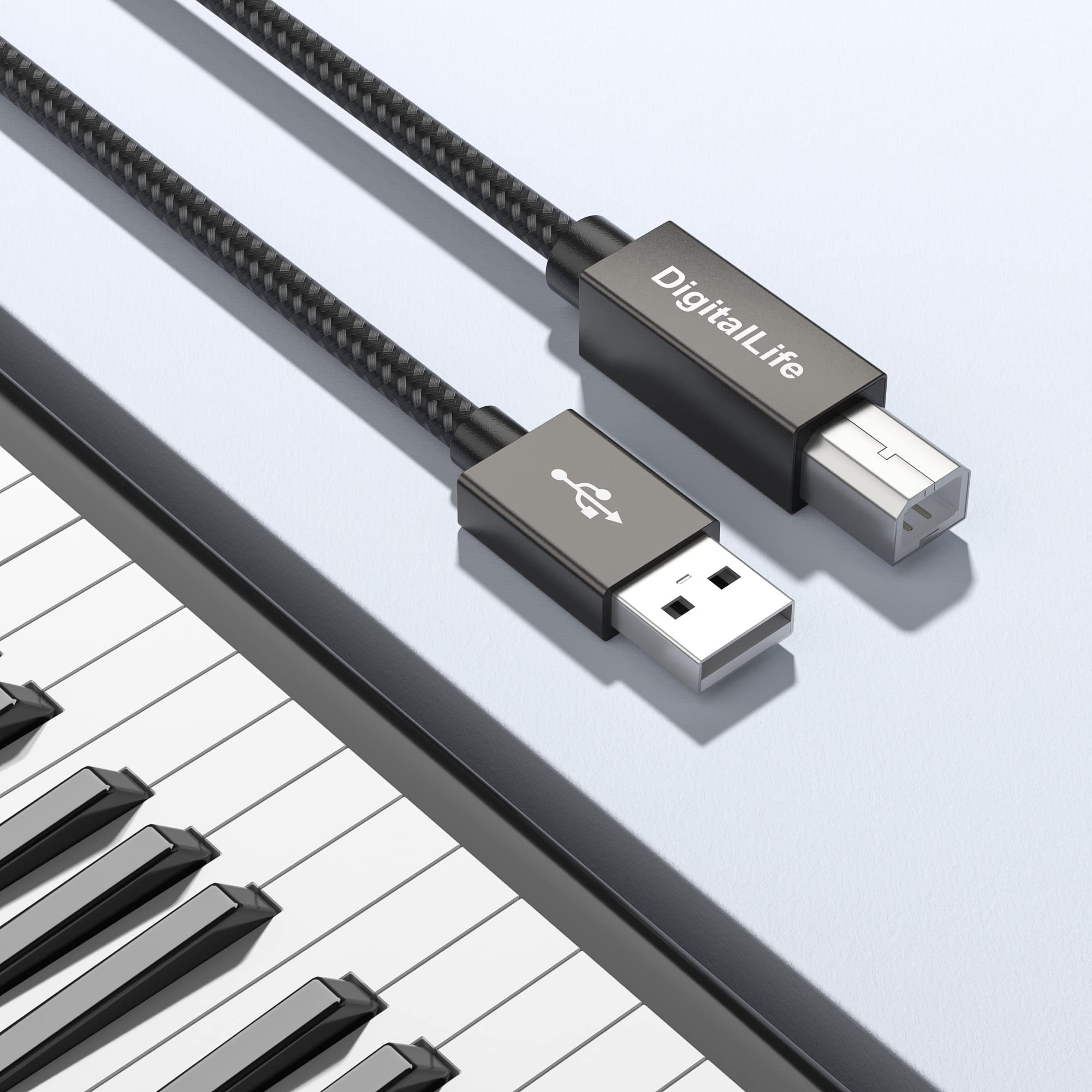 DigitalLife Câble USB Type-B Vers MIDI de 1,0 m - Compatible avec Claviers MIDI, Contrôleurs, Instruments de Musique | Windows 11, macOS 15 et Linux (Model No.: MIDI-AB100-I)