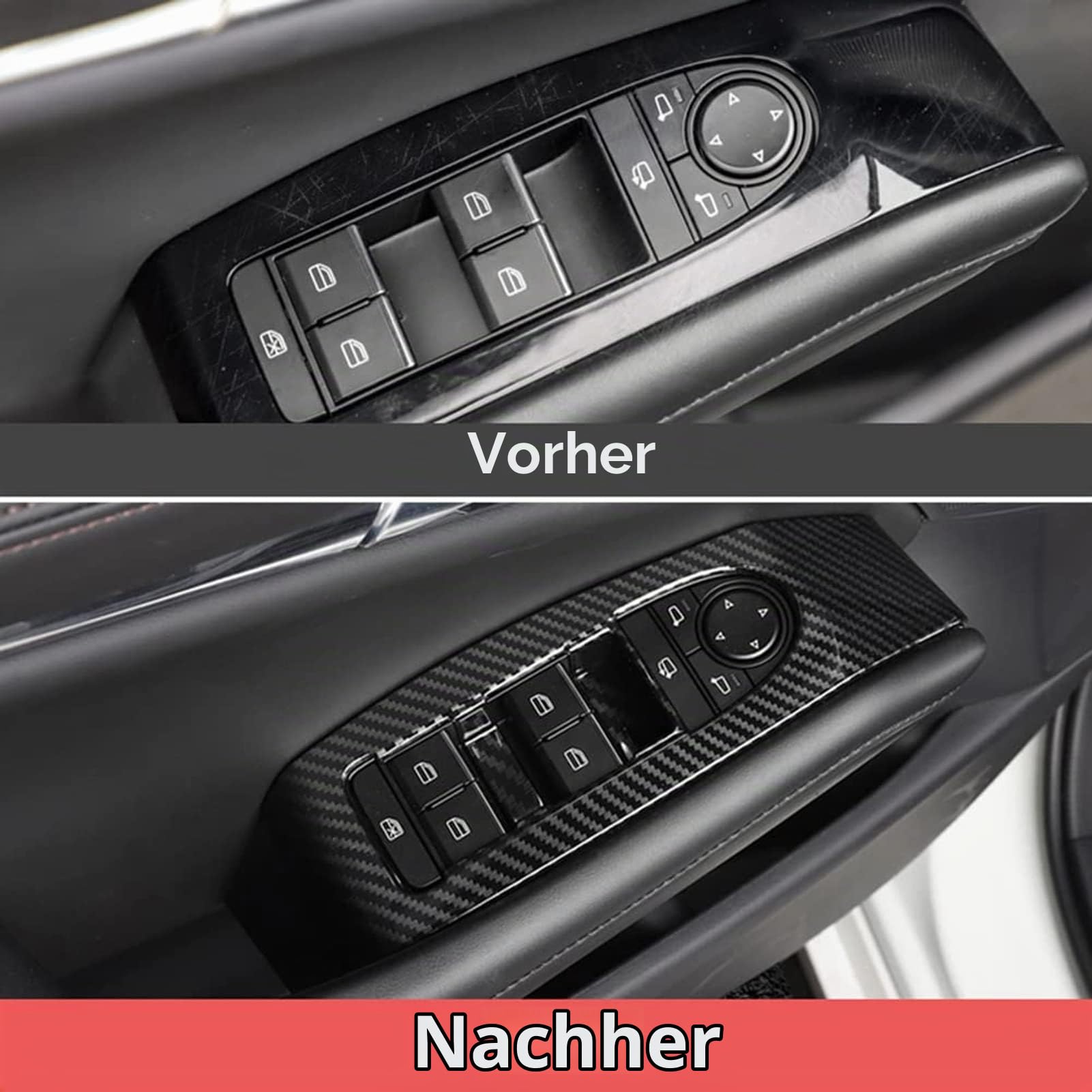 Fensterheber Schalterblende 4 Stück, Carbon Optik, für 3 Schrägheck Limousine CX30, Innenraum Dekor Ersatz