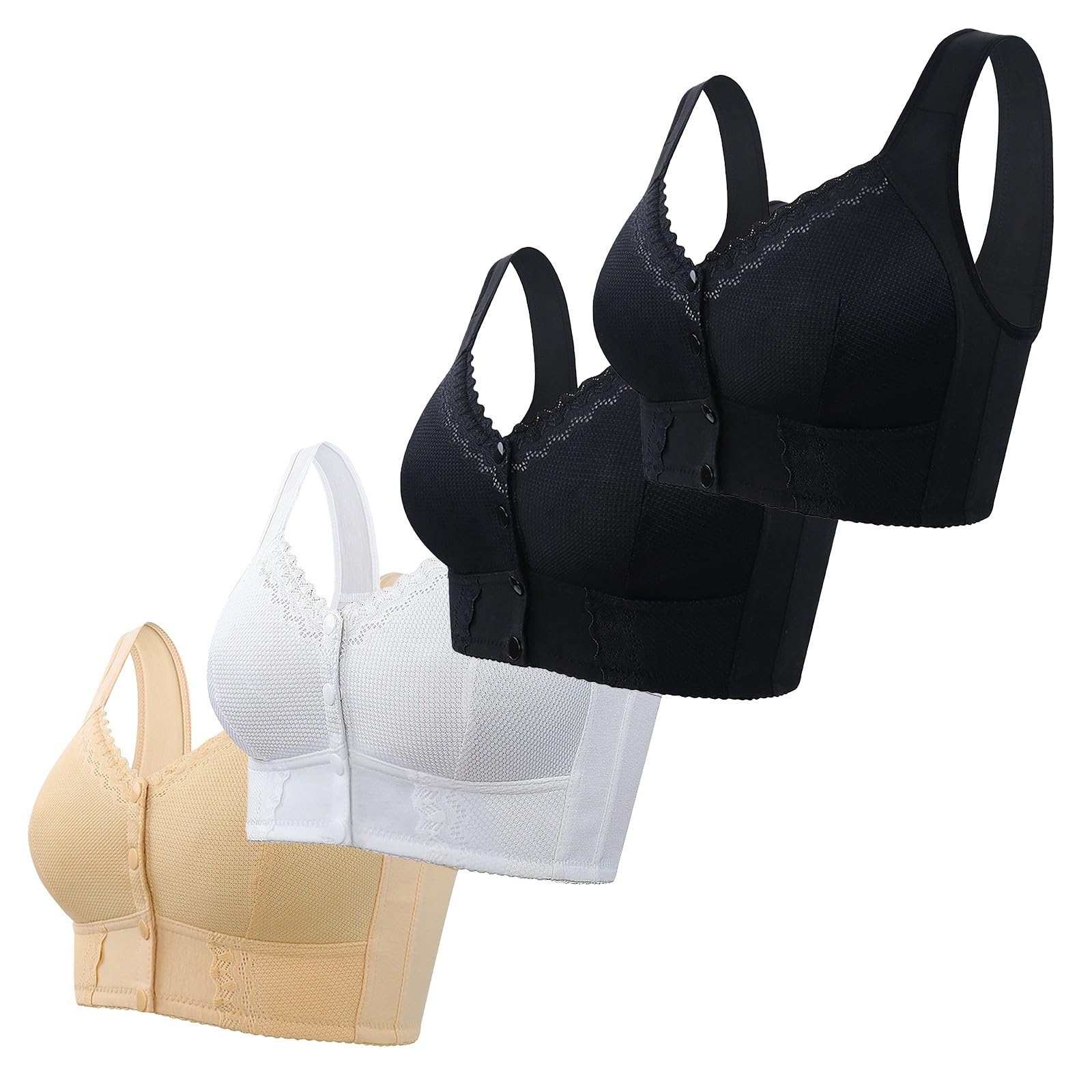 Cocila Reggiseno Push Up Senza Ferretto per Donna, Reggiseno Comfort con Chiusura Frontale, Spalline Larghe e Copertura Totale, Morbido di Supporto l'uso Quotidiano Sportivi Donna Abbigliamento