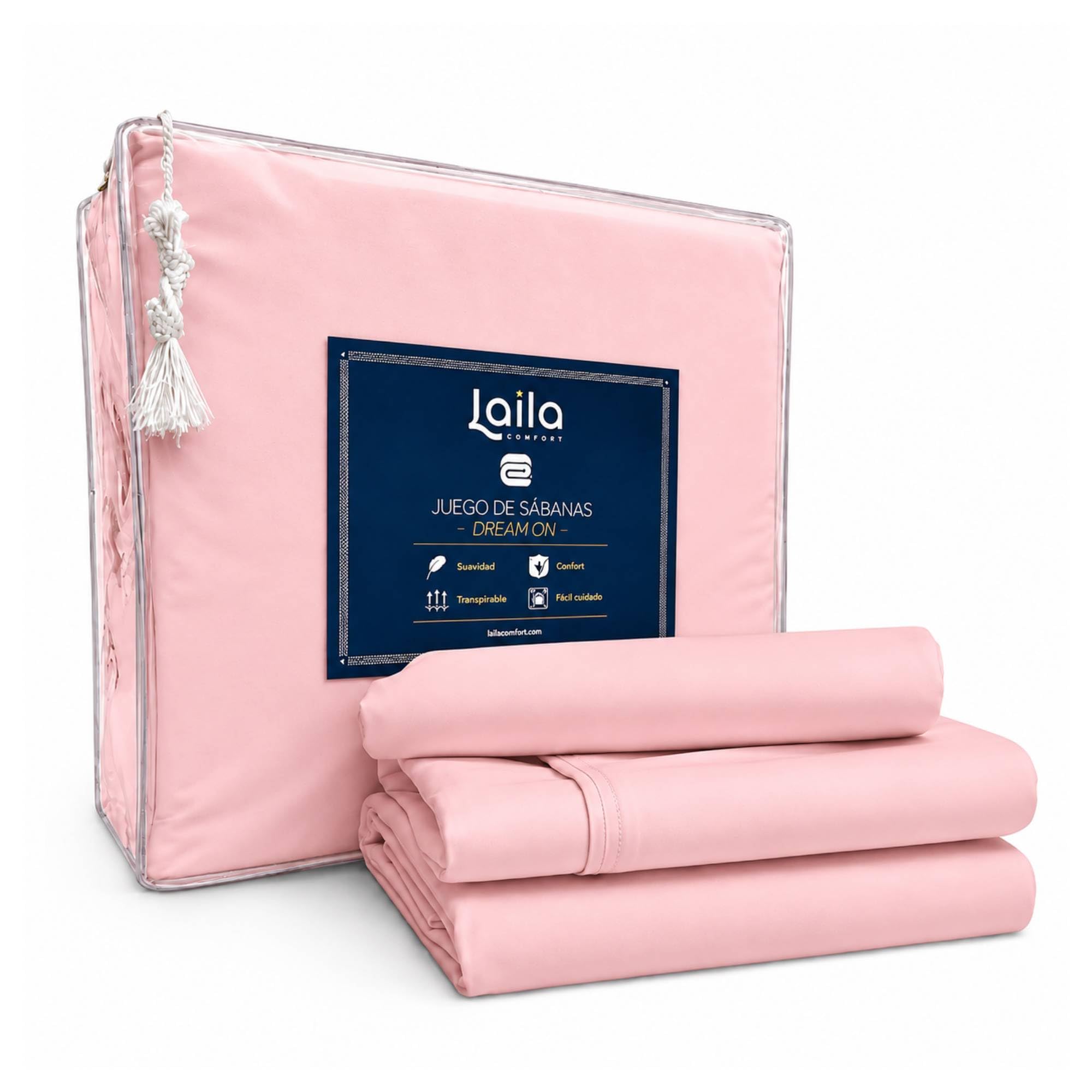 Laila COMFORT Juego de Sabanas Premium Tacto Egipcio 1800 Hilos, (Rosa, King)